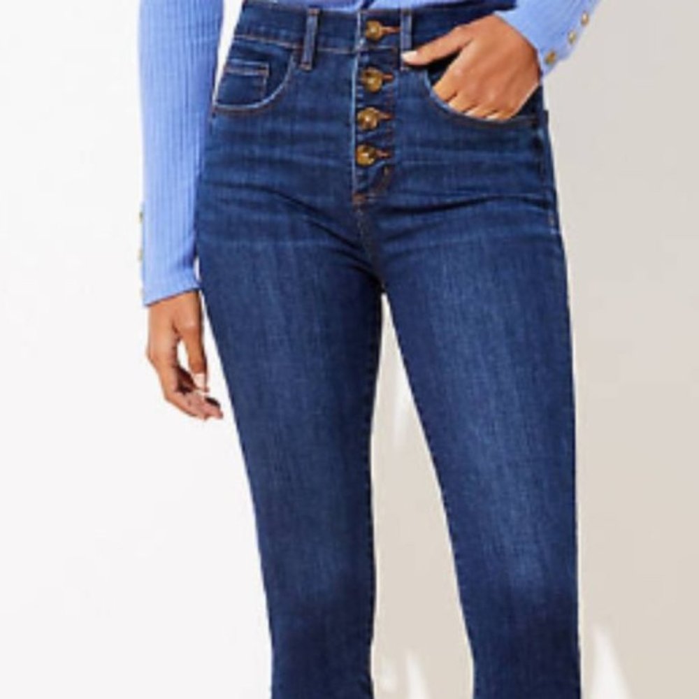 Loft High Waist Button Closure Skinny Jeans size 0